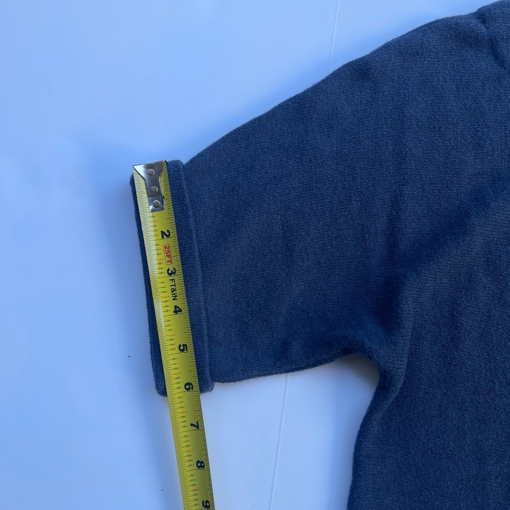 Eileen Fisher sweater dusk blue short sleeve, petite (PP) cotton/cashmere blend - Picture 6 of 11